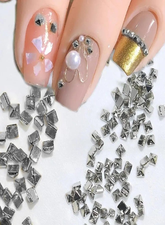 JERCLITY 600pcs Silver Square Spire Nail Charms Alloy Mini Metal Rivet Nail Charms for Acrylic Nails Flat Base Punk Style Square Spire Nail Studs Spike Nail Rivets for Women Nail Art（3 Sizes） - Image 3